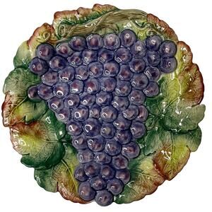 Fitz & Floyd Ironstone VTG Purple Grape Cluster Leaf Decorative Plate Japan Made